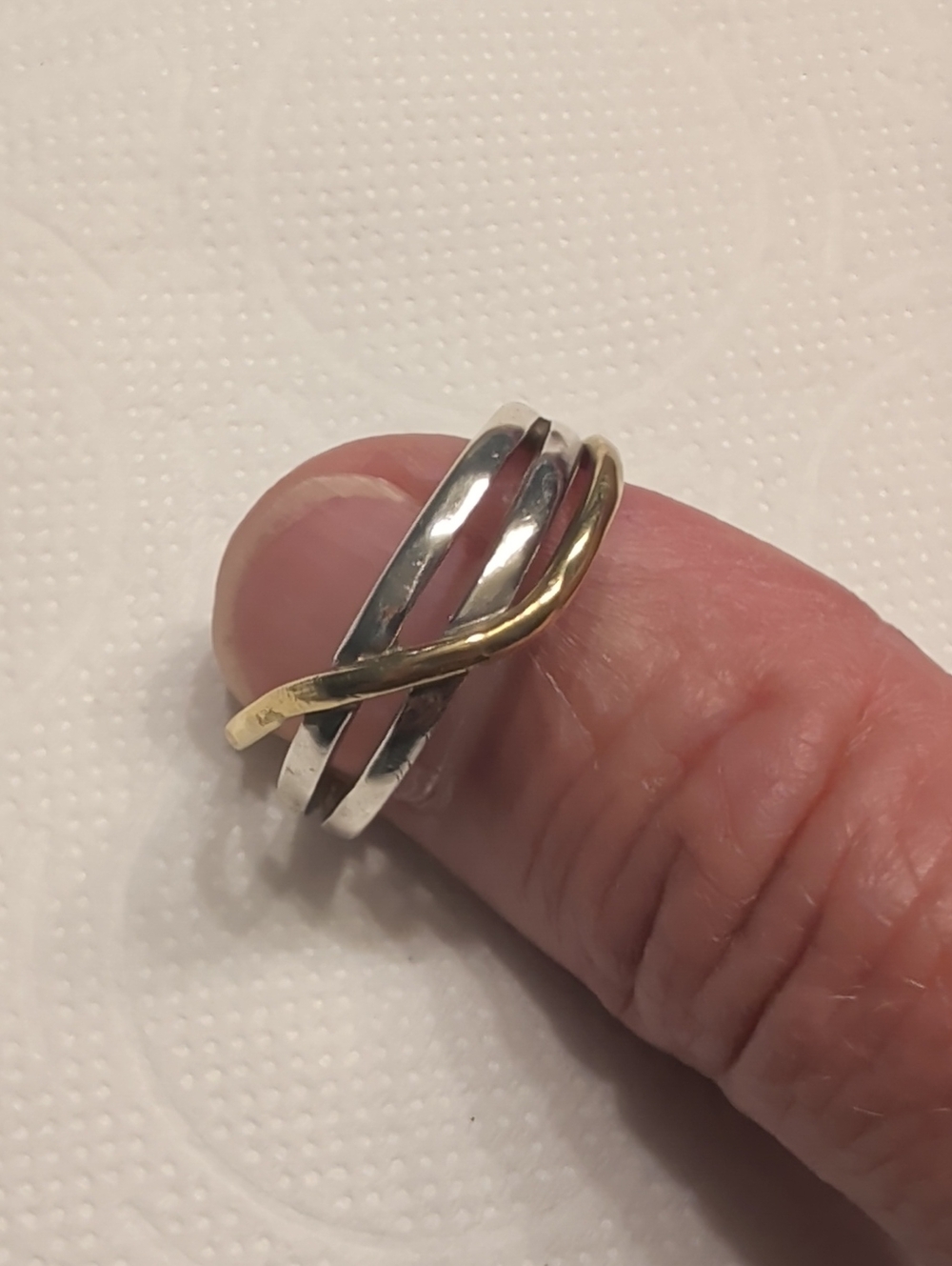 Silpada Crisscross Two-Tone Silver and Gold Twist Band Ring